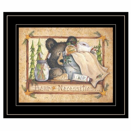 Bear Necessities Getting Ready Black Framed Print Wall Art, Earthtone